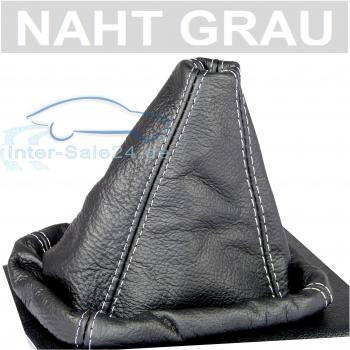 Intersale L&P A0025 Funda Saco Cuero Piel Genuina Negro con Costura Gris de Palanca de Cambios Cambio Velocidad velocidades Marchas Saco de conmutación