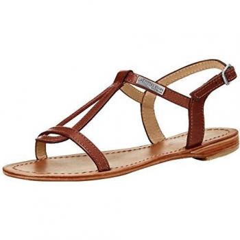 Les Tropéziennes by M. Belarbi Women's Brown Leather Slingback Sandals Hamess