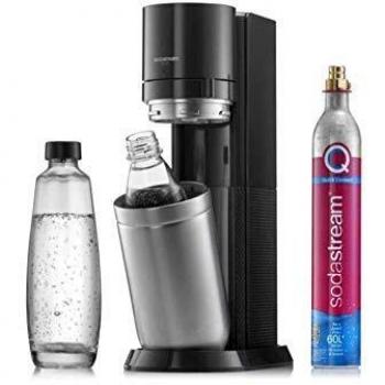 SodaStream DUO Máquina para Gasificar Agua, Color Negro y Acero Inoxidable, Botella de 1 L