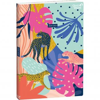 Agenda Anual Quo Vadis 16 meses 2024-25, Semana Vista, A5+, 16x24cm, diseño Jungle Memphis, multilingüe