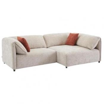 Sofá rinconera derecho de tela texturizada beige LOUSOPA de Maison Céphy