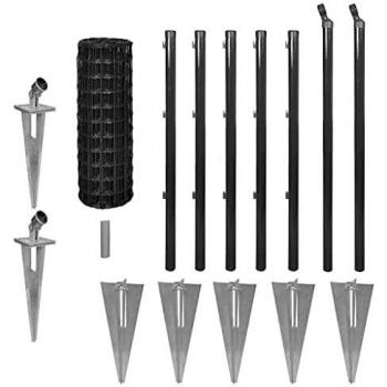 vidaXL Set Euro-Valla Estacas Tierra 10x0,8 m Acero Gris Cerca Malla Piqueta