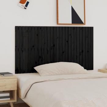Cabecero de cama de pared negro 166x3x90 cm madera maciza de pino