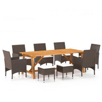 Juego de comedor de jardín 9 piezas marrón Día y Noche