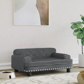 Cama para perros de terciopelo gris oscuro 70x45x30 cm