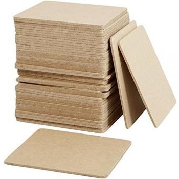 Posavasos, tamaño 10 x 10 cm, grosor 3 cm, tablero DM, 50 unidades