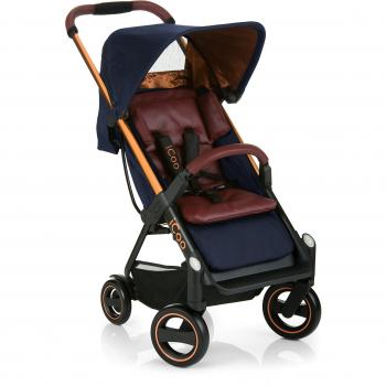Silla de paseo compacta iCOO Acrobat hasta 18 kg con función de tumbado desde el nacimiento, plegable con una mano, ligero - chassis de aluminio, manillar regulable en altura, reflectores - azul