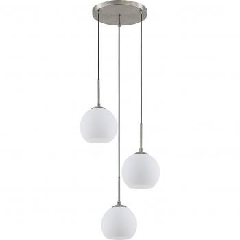 Lámpara colgante Jurian opalina níquel 3 luces moderna de metal para salón y comedor (E27)
