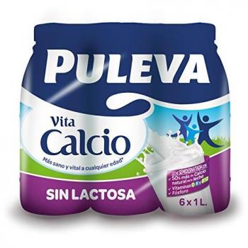 Puleva Bebida Láctea VitaCalcio Sin Lactosa Semidesnatada - Paquete de 6 botellas x 1 L - Total 6 L