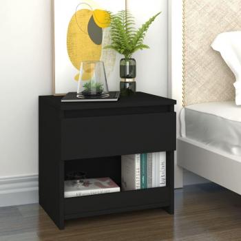 Mesita de noche de madera contrachapada negra 40x30x39 cm