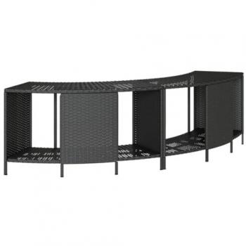 Estantería de almacenamiento para bañera de hidromasaje 2 piezas Polyrattan negro, estante de exhibición, estante de almacenamiento al aire libre