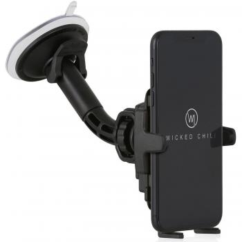 Soporte para Coche Negro con Ventosa y Rótula Compatible con iPhone 15, 14, 13, 12, 11, XR, SE (Reacondicionado A)