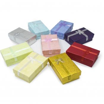 TRIXES 12 PC Cajas de Regalo Rectangulares Elegantes con Cinta y Lazo - para Presentación de Joyería - Cajas para Joyas - Inserto Espuma con Ranura para Pendientes y Anillos