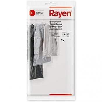 Rayen Saco guardarropa | Funda Armario | Protege Protectores de Ropa Antipolvo | Pack de 3 | Talla L | 65 x 150 cm 3 Bolsas para Guardar, Polietileno, 3