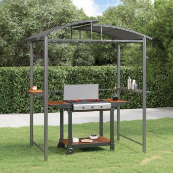 Gazebo Barbacoa con Estantes Laterales de Acero Antracita 210x114x230 cm
