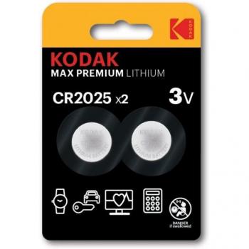 Pack 2 Pilas Botón de Litio CR2025 3V Kodak UltraGrade