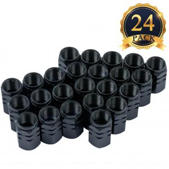 SUBANG - 24 tapones para válvulas de neumáticos, estilo hexagonal, color negro