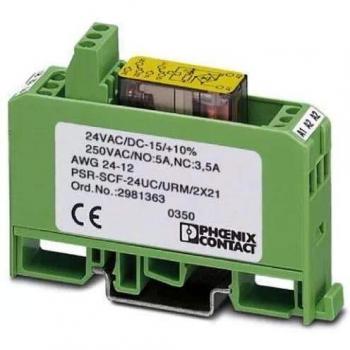 Phoenix Contact PSR-SCF-24UC/URM Universal Safety Relay with Forced Guided Contacts, DPDT, 24V AC/DC