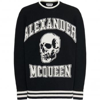 Alexander McQueen Men's Logo Organic Cotton Sweatshirt in Black | Size Small | 760760Q1XII1011