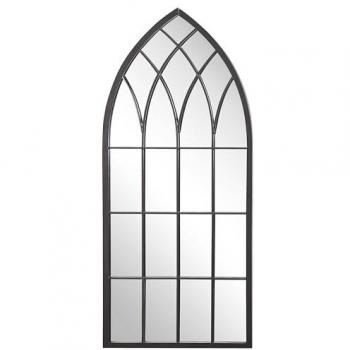 Espejo de Pared Cassel 50 x 115 cm en Metal Negro Efecto Envejecido Forma de Ventana Vintage