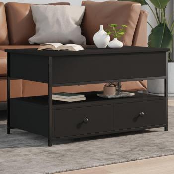 Mesa de centro negra 85x50x50 cm Madera de ingeniería y metal multicapa