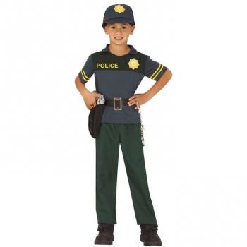 Disfraz de Policía Verde para niños - Incluye chaqueta verde, pantalones verdes, gorra, insignia y cinturón con accesorios