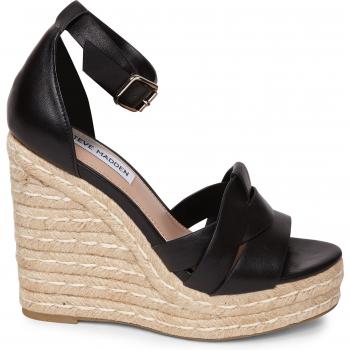 Steve Madden Sivian Women's Wedge Sandals in Black Leather