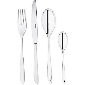 Sambonet Leaf Juego de Cubiertos de 24 pcs, Servicio para 6 Personas en Acero Inoxidable 18/10, Incluye 6 Tenedores, 6 Cuchillos, 6 Cucharas y 6 Cucharillas, INOX, Gris