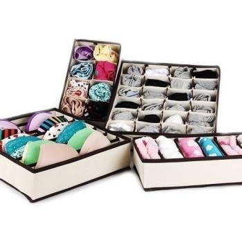 Kicode® Caja de Almacenaje Plegable Organizador 4 Sets de Ropa Interior Calcetín Bufanda Corbata Cajón