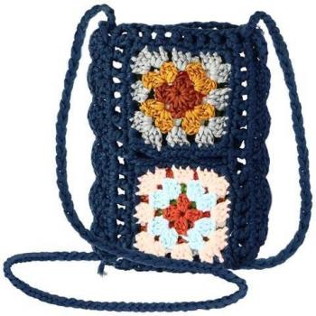 Bandolera Tejida para Smartphone Serie WavePocket Azul con Patrones Ahuecados de Colores