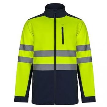 Chaqueta Soft Shell Bicolor Alta Visibilidad Azul Navy y Amarillo Flúor Talla XL