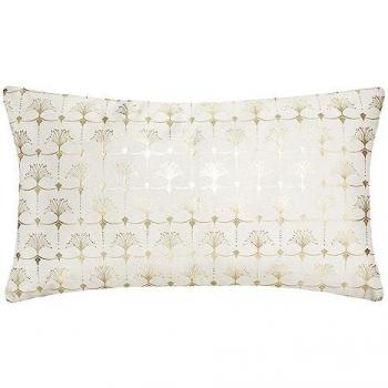 Cojín Tropic de Terciopelo Dorado 30 x 50 cm Marfil Desmontable