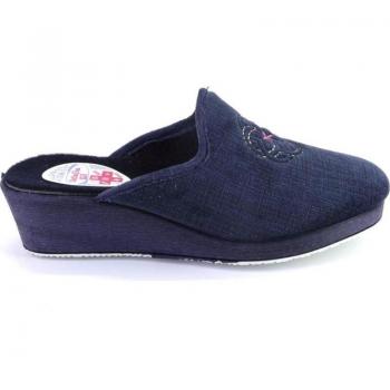 Zapatillas de casa de mujer NATALIA 2300 azul marino con cuña