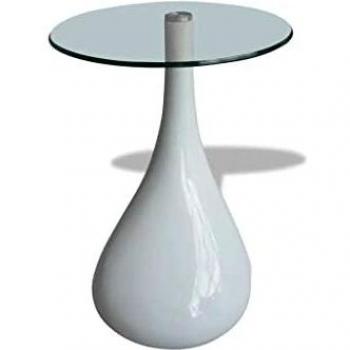 vidaXL Coffee Table with Round Glass Top High Gloss White