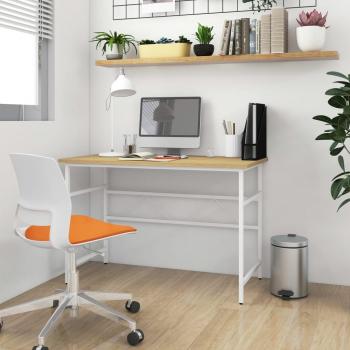 Escritorio para Ordenador MDF 105x55x72cm Blanco/Roble