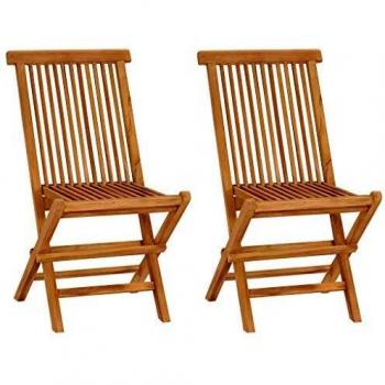vidaXL Folding Garden Chairs 2 pcs Solid Teak Wood