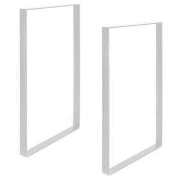 Juego de 2 Patas para Mesas y Consolas Estilo Industrial - Acero - 385 x 40 x 850 mm - Acabado en Blanco Poro - Fijación por Atornillado - Soporta hasta