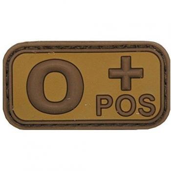 Parche de velcro, marrón/caqui, grupo sanguíneo o POS, 3D