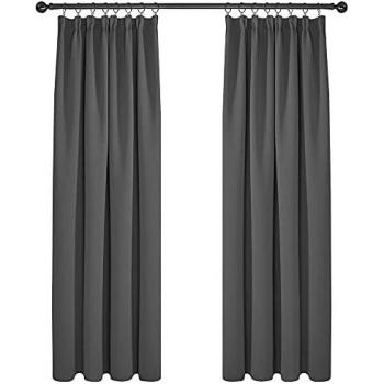 Deconovo Cortinas Termicas Aislantes Dormitorio Decoración Ventanas para Habitacion Moderna con Doradillas 2 Piezas 140x210cm Gris Oscuro