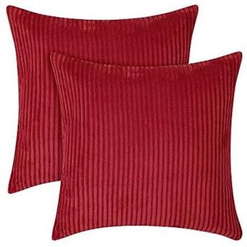 UMI Amazon Brand Funda de Cojin Decoracion para Salon Suave 2 Piezas 40x40cm Rojo Oscuro