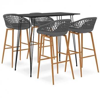 Mesa alta y taburetes de bar 5 piezas negro y gris Vidaxl