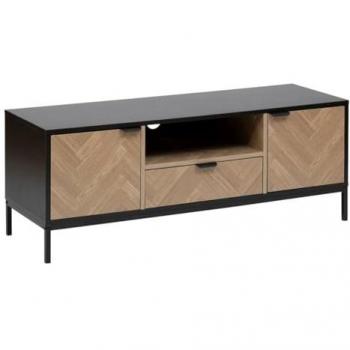 Mueble TV Chevrons 3 Puertas Efecto Madera y Negro 120x40cm 5FIVE Simply Smart