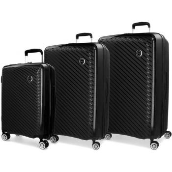 Movom Tokyo Juego de maletas Negro 55/66/78 cms Rígida Polipropileno Cierre TSA 218L 4 Ruedas Dobles Equipaje de Mano