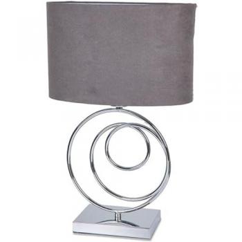 Lámpara de Pie de Metal Plateado con 3 Circunferencias y Tulipa Gris Circus - Iluminación Moderna 33x52x17 cm