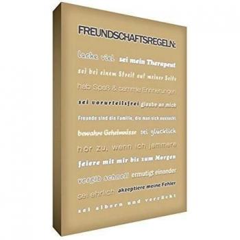 El pequeño ayudante FRDR128-01G Wandschmuck de lona fuerte en reglas modernas amistad estilo tipográficas, 21 - 30,5 cm, de color beige