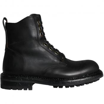 Dolce & Gabbana Black Leather Lace Up Mid Calf Boots for Men, Size 7 US / EU40