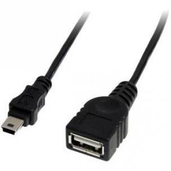 StarTech.com 1 ft Mini USB 2.0 Cable - A to Mini B Male/Female Adapter Cord