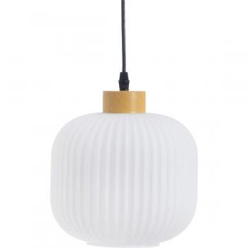 Lámpara de techo Lola Home con pantalla bola de cristal acanalado y metal blanca, dimensiones Ø 20x30 cm