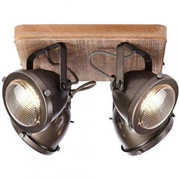 Lámpara de techo Carmen Wood 4 brazos GU10 acero quemado y madera