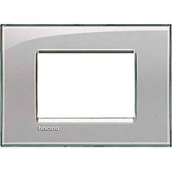 Bticino Placa Cuadrada Livinglight Gris Hielo 3 Módulos LNA4803KG